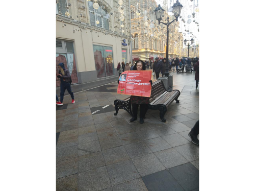 В тот день на пикетах задержали Юлию Виноградову (мать Анны Павликовой, обвиняемой по делу « Нового Величия»), Светлану Пчелинцеву и Татьяну Чернову (матери обвиняемых по делу «Сети») / Фото из фейсбука Александры Крыленковой